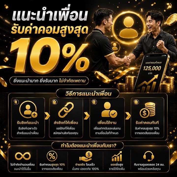 :แนะนำเพื่อน รับค่าคอมสูงสุด 10%